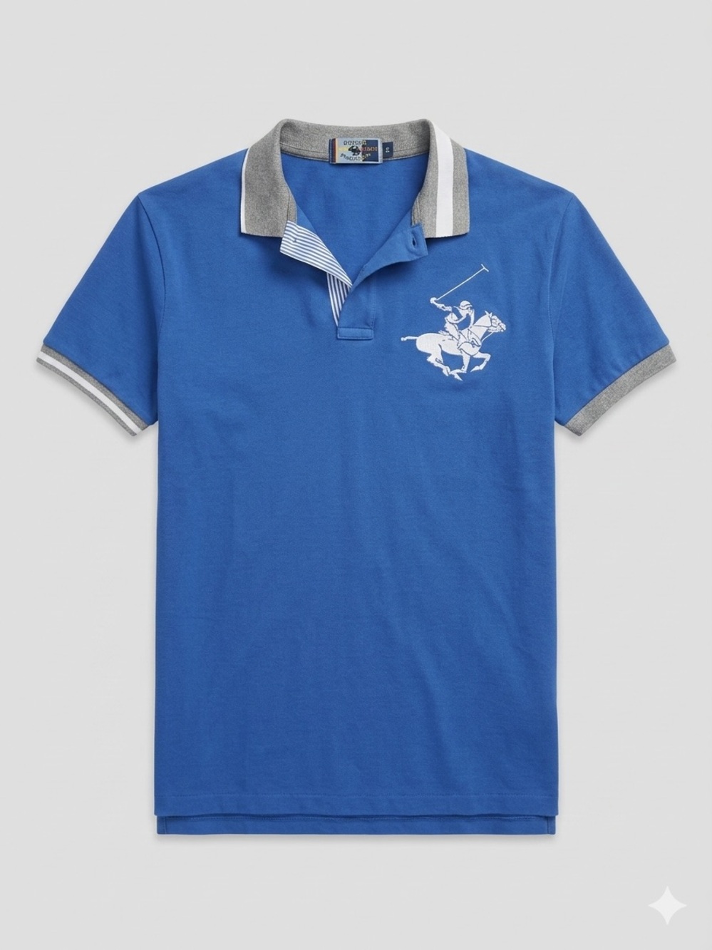 Beverly Hills Polo Club Royal Blue Polo with Gray Trim